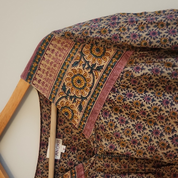 Anokhi 100% Cotton Bohemian Long Sleeve Peasant Blouse - Picture 2 of 6